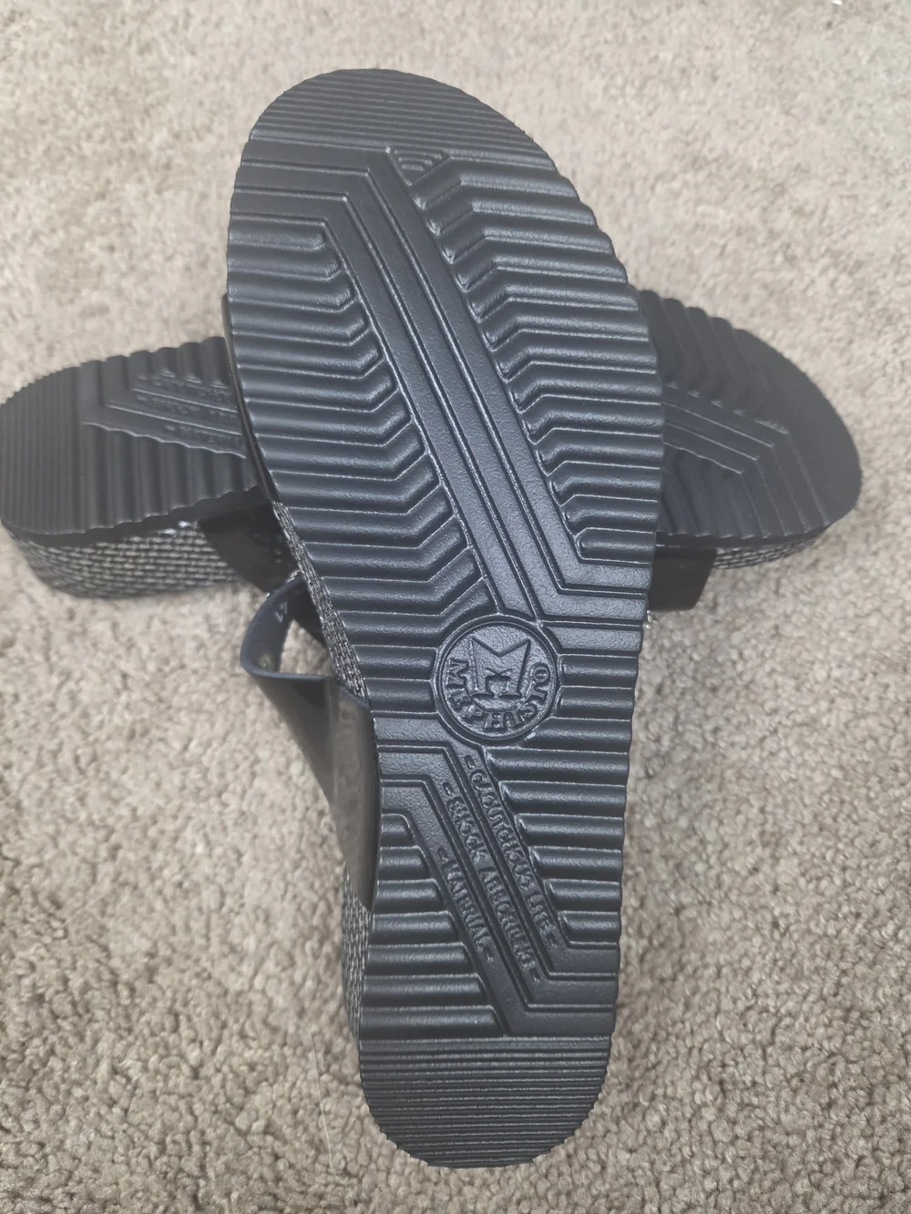 Mephisto Black Jeweled Slide Sandals
